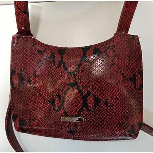 Vintage Nine West Red Snake Print Shoulder Bag crossbody